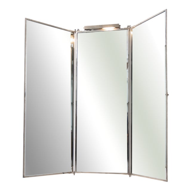 Vintage French Brot Triptych Mirror, 1920 For Sale