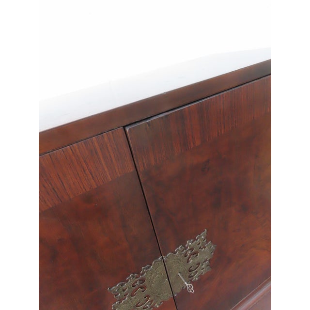 Chippendale Early 1920s Tall China Cabinet Cupboard With Brass Accent 6453 For Sale - Image 18 of 18
