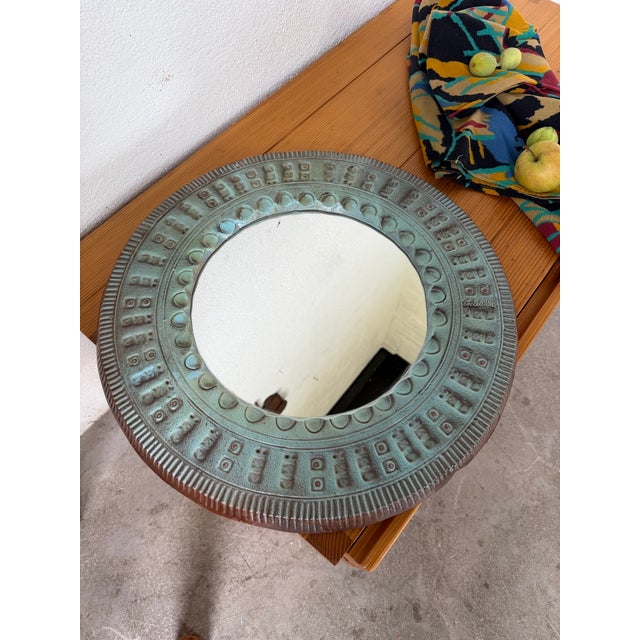 Vintage Italian Ceramic Art Mirror, 1990s For Sale - Image 12 of 18