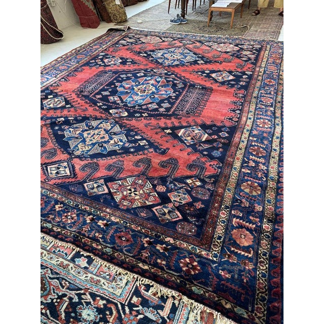 1930s Antique Persian Tribal Bold Design Rug 10.8 x 13.6 For Sale - Image 5 of 7
