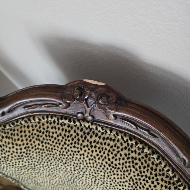 Late 19th Century Antique French Louis XV Style Fauteuil Chair With Cheetah Print Upholstery For Sale - Image 5 of 6