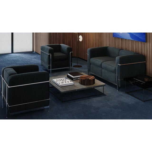 Blue LC2 Two-Seat Sofa by Le Corbusier, P. Jeanneret, Charlotte Perriand for Cassina For Sale - Image 8 of 9