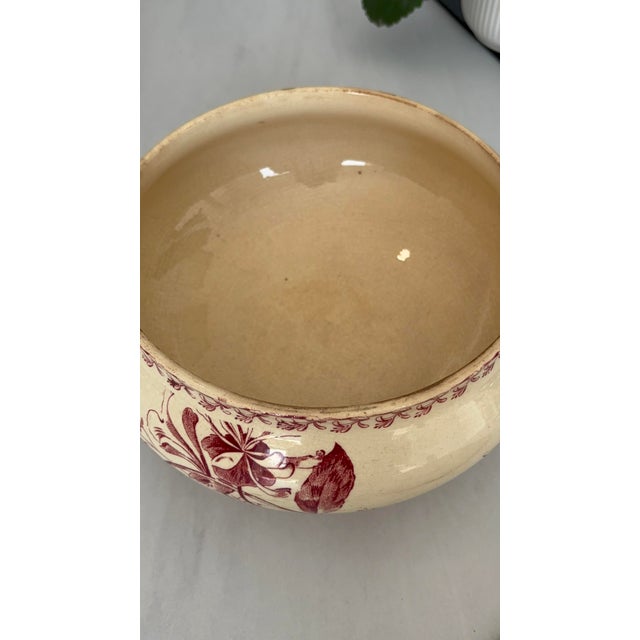 Red Ironstone Tureen with Honeysuckle Pattern from Gien Factory, 1890s For Sale - Image 3 of 13
