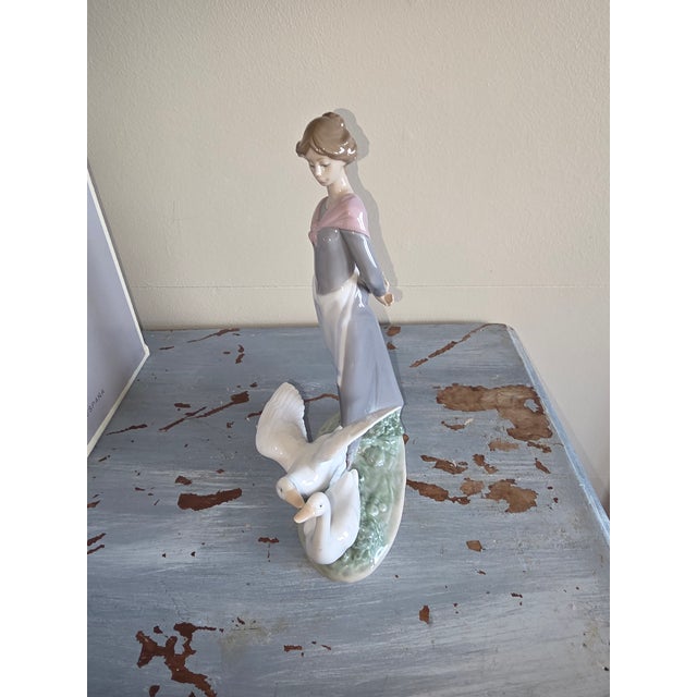 Lladro Lady With Birds Barnyard Scene Figurine For Sale - Image 4 of 7