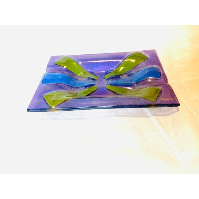 1950s 1950s Higgins Mid Century Purple Art Glass Tray For Sale - Image 5 of 5