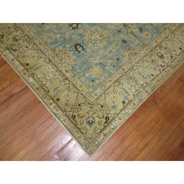 Early 20th Century Antique Light Blue Gold Tabriz Rug - 9'1" x 12'10" For Sale - Image 9 of 10