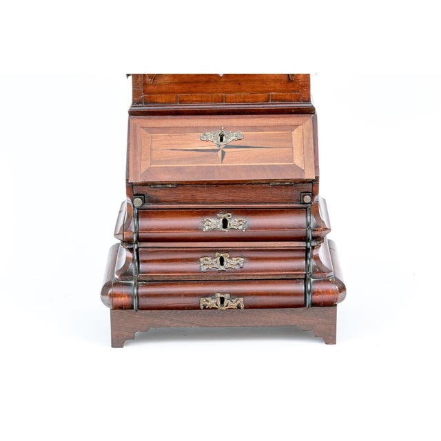 Antique Salesman Sample English Walnut Secretary Bookcase For Sale - Image 4 of 18