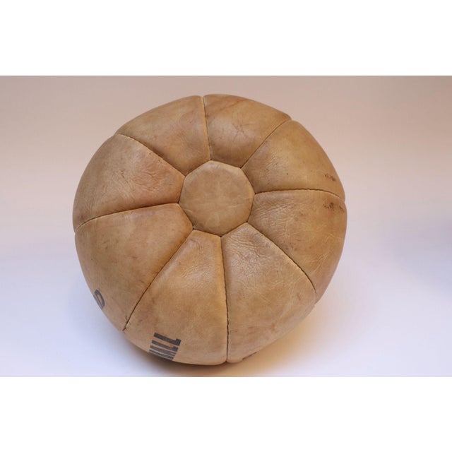 Collection of Five Vintage European Leather Medicine Balls For Sale In New York - Image 6 of 12