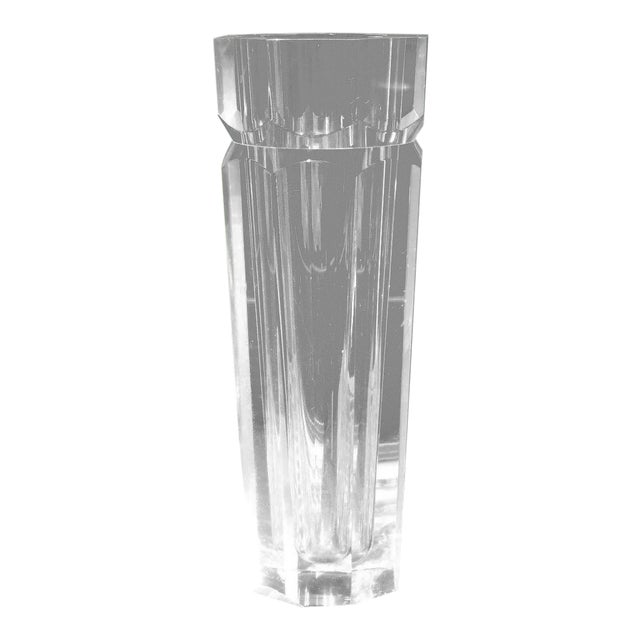 1970s Vintage Faceted Lucite Vase For Sale