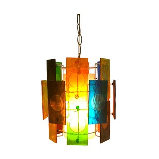 Mid-Century Modern Lucite Panel Swag Ceiling Lamp For Sale