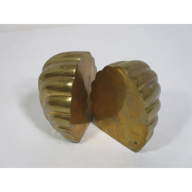 1970s 1970s Solid Brass Art Deco Style Shell Bookends- a Pair For Sale - Image 5 of 9