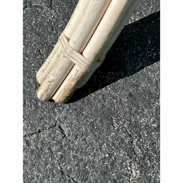 McGuire 1980s McGuire Cerused X Frame Dining Table With Oval Bevel Glass For Sale - Image 4 of 5