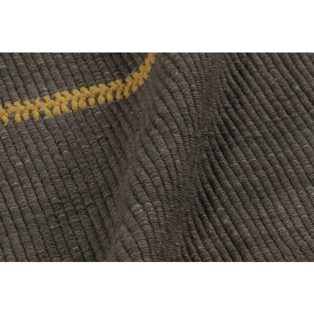 Textile Rug & Kilim's Accent Kilim, Gray-Beige Textural Stripes With Yellow Accents For Sale - Image 7 of 8