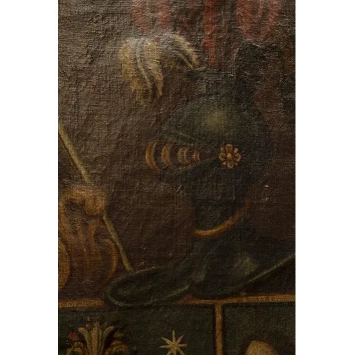 Italian 19th Century Antique Coat of Arms Framed Oil Painting For Sale - Image 3 of 11