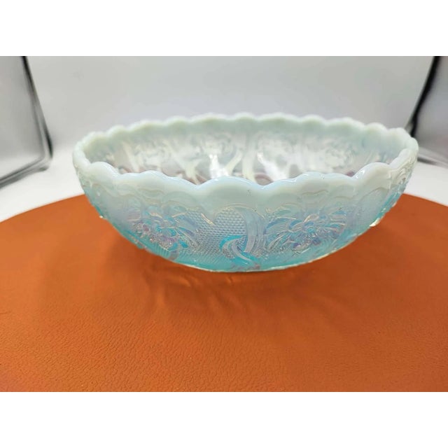 Blue Opalescent Plateau Bowl from Northwood Glass Company, 1890s For Sale - Image 6 of 6