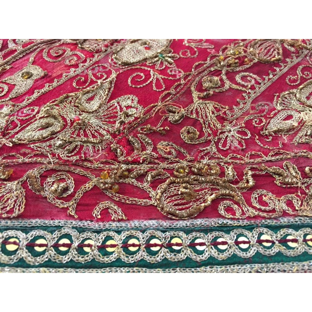Indian Hand Embroidered and Quilted Mughal Metal Threaded Tapestry For Sale - Image 4 of 11
