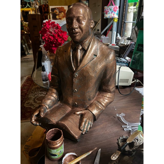 American 1970s Large Bronze Martin Luther King Jr. Metal Sculpture For Sale - Image 3 of 5
