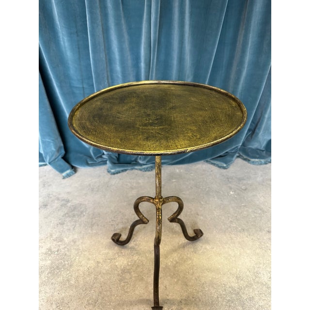 Spanish Gilt Iron Side Table on an Elevated Tripod Base For Sale - Image 9 of 12