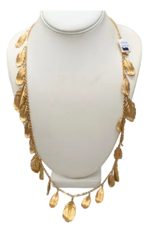 Vintage 1982 Signed Napier Goldtone Feather Charm Necklace