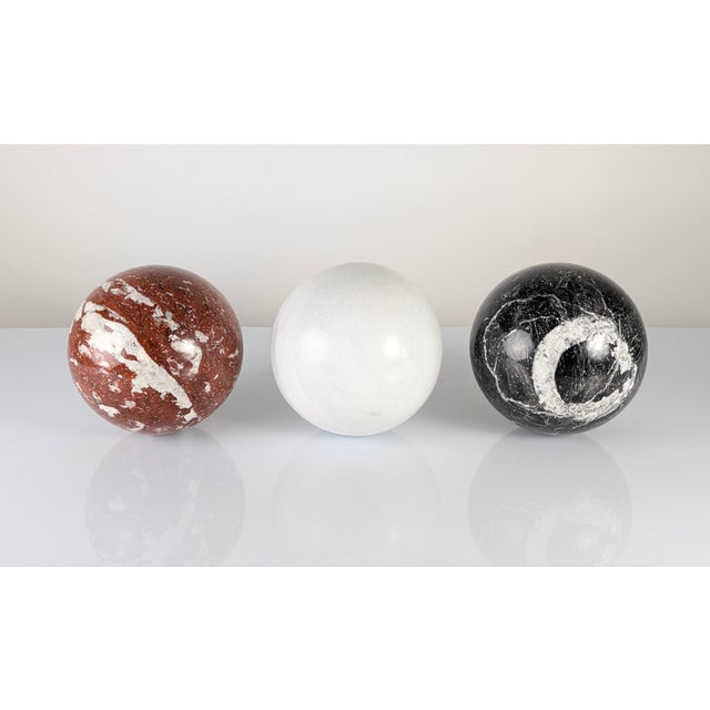 Stone Italian Table with Tricolor Marble Spheres, 1990s For Sale - Image 7 of 9