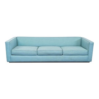 Cb2 Club 101” Modern 3-Seat Light Blue Sofa For Sale