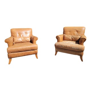 Vintage Ralph Lauren Club Leather Chairs - a Pair For Sale