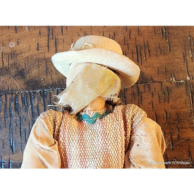 Red Antique Vintage Female Gaucho Cloth & Wire Hand-Made Doll, South American, 1940s For Sale - Image 8 of 8