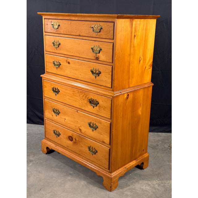 Tan Vintage Solid Pine Tall Chest of Drawers by Pine Shop Originals c.1950s For Sale - Image 8 of 13