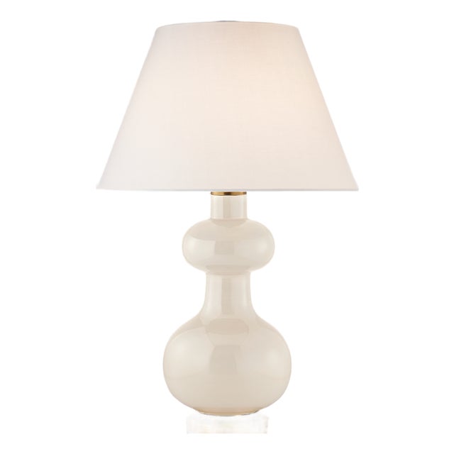 Christopher Spitzmiller by Visual Comfort Signature Chambers Medium Table Lamp in Ivory with Linen Shade For Sale