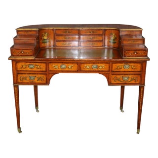 Fine Quality Paint Decorated English Adams Satinwood Carlton House Desk For Sale