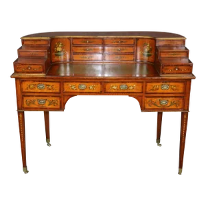 Fine Quality Paint Decorated English Adams Satinwood Carlton House Desk