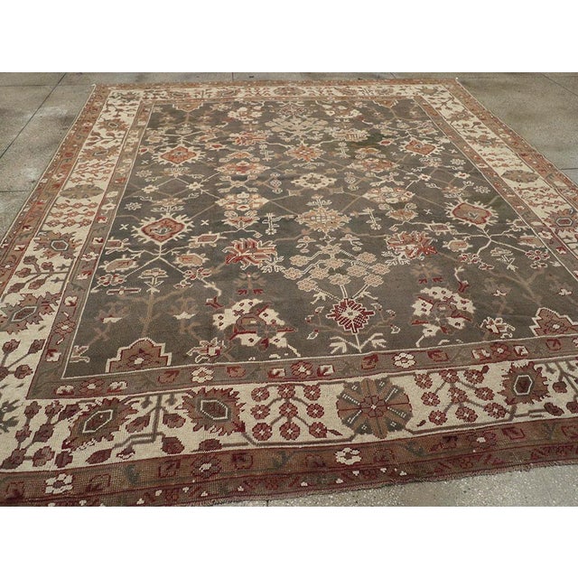 Charcoal Galerie Shabab Collection Early 20th Century Turkish Oushak Room Size Carpet For Sale - Image 8 of 10