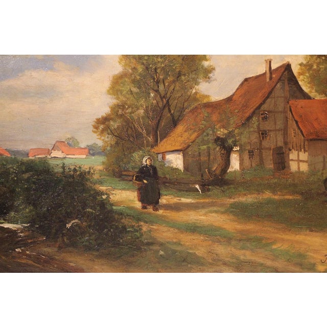J. Metzler, Village Scene, 1898, Oil Painting on Board, Framed For Sale - Image 3 of 9