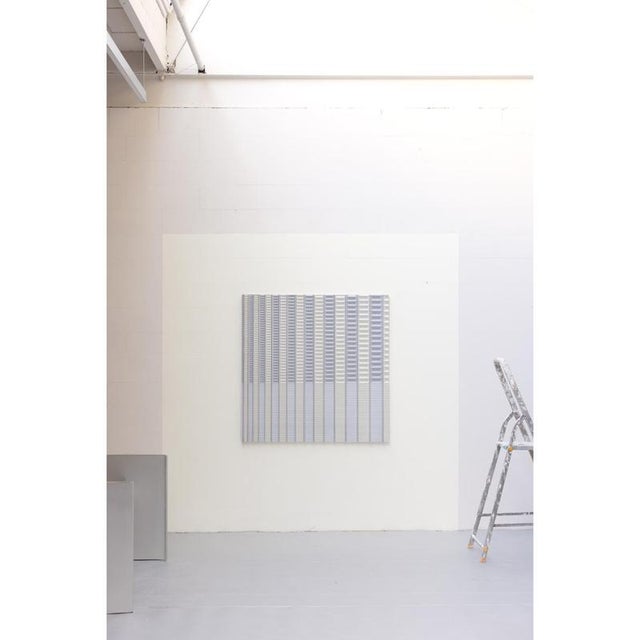 Wood Alugrid Nr. 01 Wall Panel in Marine Blue Flocked Pressed Wood by Arno Hoogland For Sale - Image 7 of 8