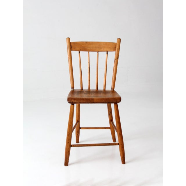 Brown Antique Plank Seat Chair For Sale - Image 8 of 15