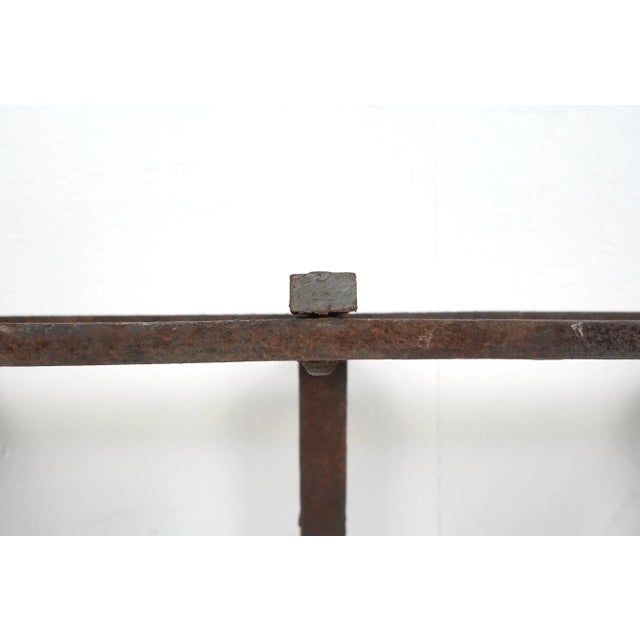 Mid 20th Century Vintage Rustic Industrial 4 Hook Wrought Iron Wall Rack For Sale - Image 11 of 11