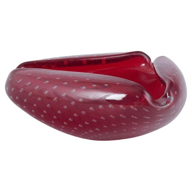 Organic-Shaped Bowl in Ruby Red Murano Glass, Italy, 1960s For Sale - Image 6 of 6