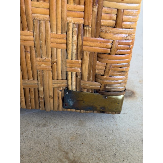 Late 20th Century Refinished Rattan Wrapped Campaign Chest Manner of Bielecky Brothers For Sale In Naples, FL - Image 6 of 12