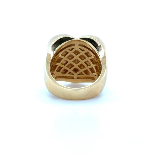 Early 21st Century Diamond Pave Heart Ring 18k Yellow Gold, Size 5 For Sale - Image 5 of 6