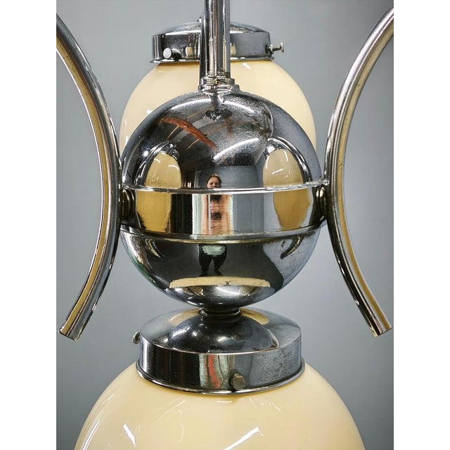 Art Deco Champagne Glass Chandelier, Former Czechoslovakia, 1930s For Sale - Image 4 of 14