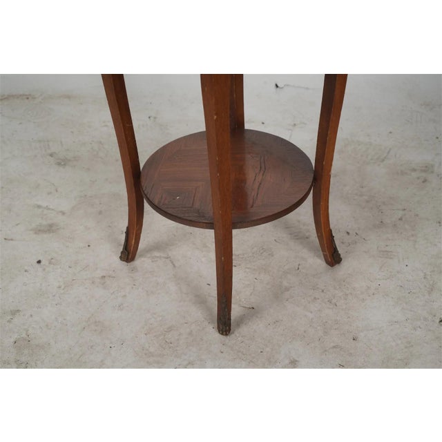 Antique Late 19th Century French Louis Xv Kingwood Marquetry and Parquetry Three Drawer Petit Side Table For Sale - Image 4 of 6