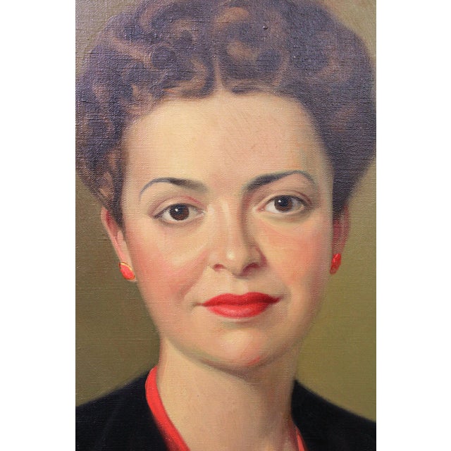Vintage 1940s Finely Rendered Portrait of Woman by John Doctoroff For Sale - Image 4 of 7