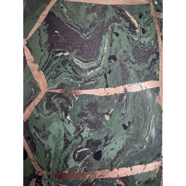 Set of 3 Handmade Scagliola Tortoise Shells in Malachite Design For Sale - Image 9 of 11