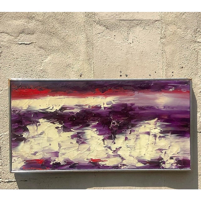 Vintage Boho Abstract Original Oil on Canvas For Sale In West Palm - Image 6 of 7