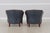 Pair of Stickley Cherry Blue Leather Club Chairs For Sale In Philadelphia - Image 6 of 15