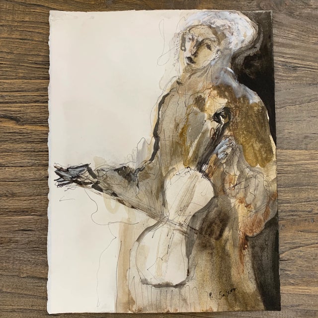 Contemporary Abstract Figurative Ink Wash Painting on Paper by Phil Saxon For Sale - Image 12 of 12