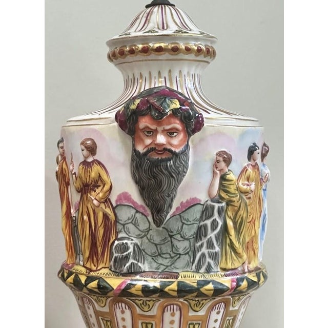 Mid 20th Century Pair of Vintage Capodimonte Style Porcelain Urns For Sale - Image 5 of 5