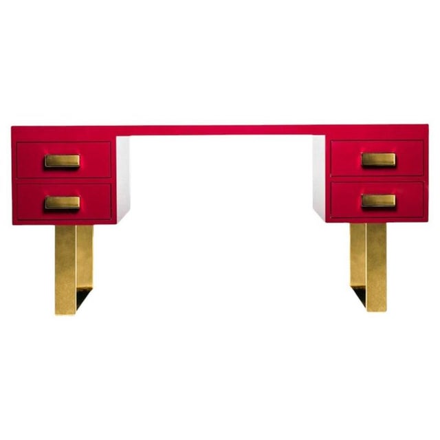 Metal Vittoriale Desk Table with Drawers in Powder-Coated Aluminum by Altreforme For Sale - Image 7 of 7