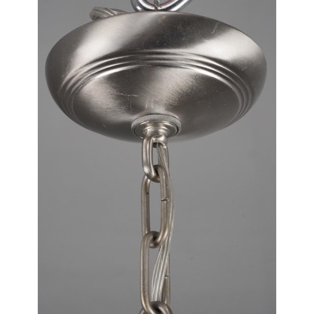 Mid 20th Century Victorian White Glass Nickel Chain Pendant Light For Sale - Image 9 of 11