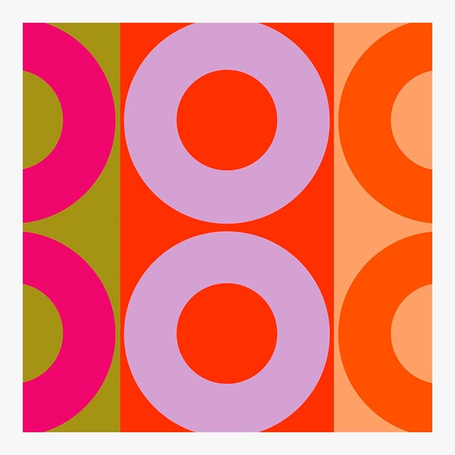 Mid-Century Modern Pink and Orange Color Harmony Fine Art Print 25" X 30" by Liz Roache For Sale - Image 3 of 6